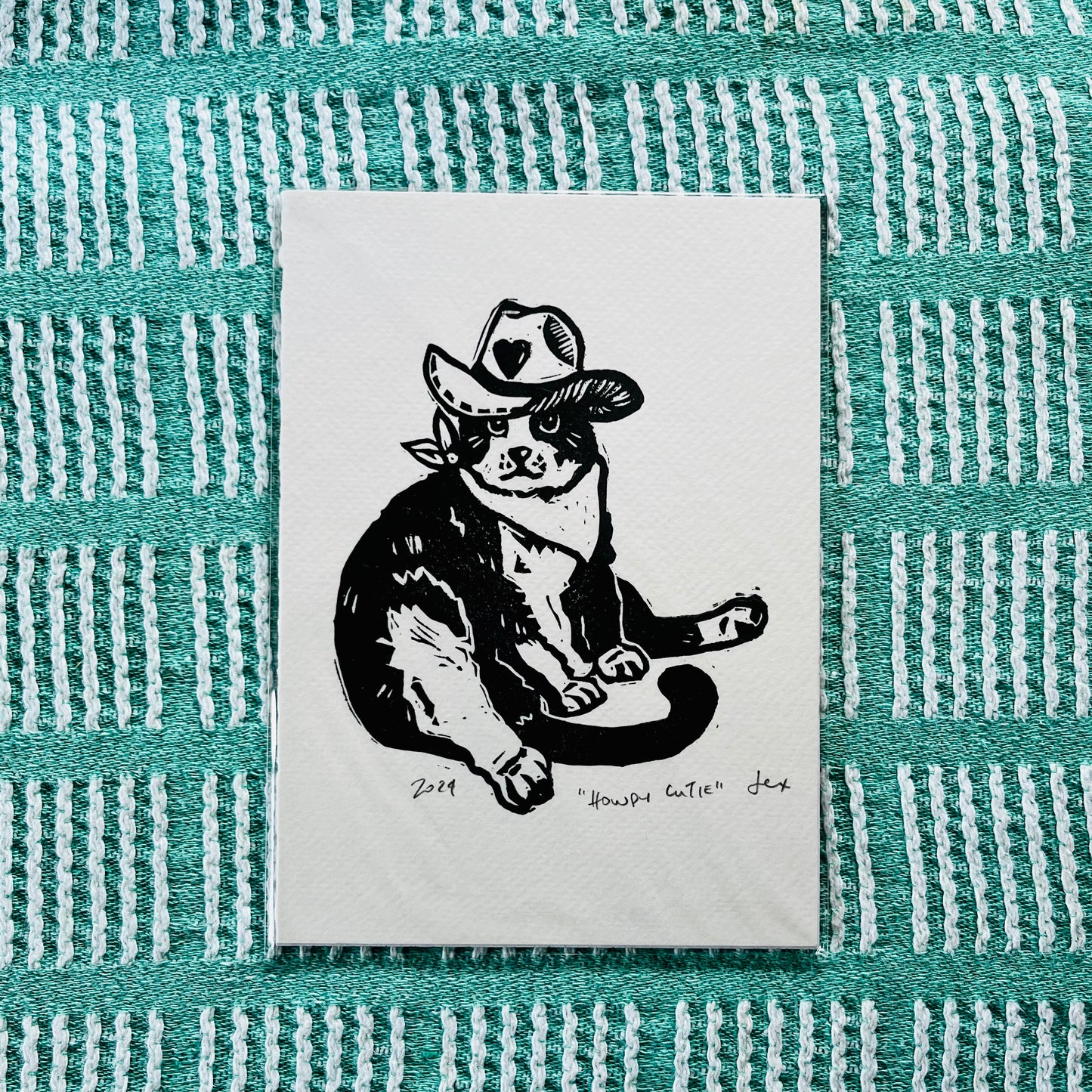 ‘Howdy Cutie’ Linocut Print