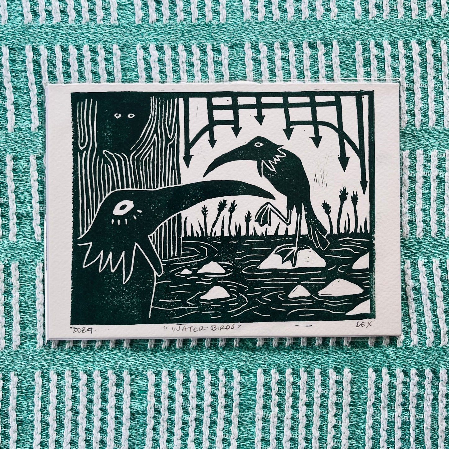 ‘Water Birds’ Linocut Print