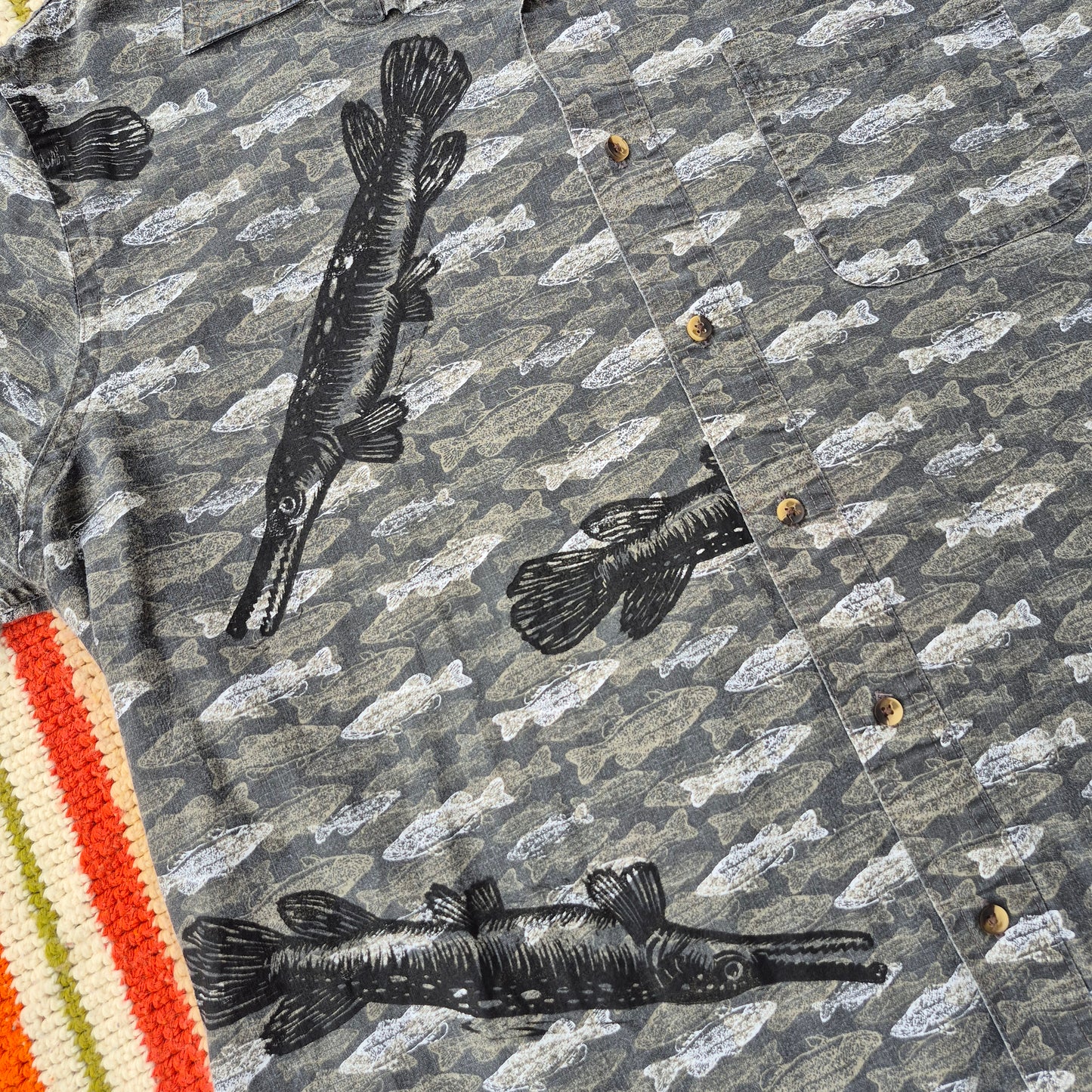 XL: Block Printed Gar Buttondown