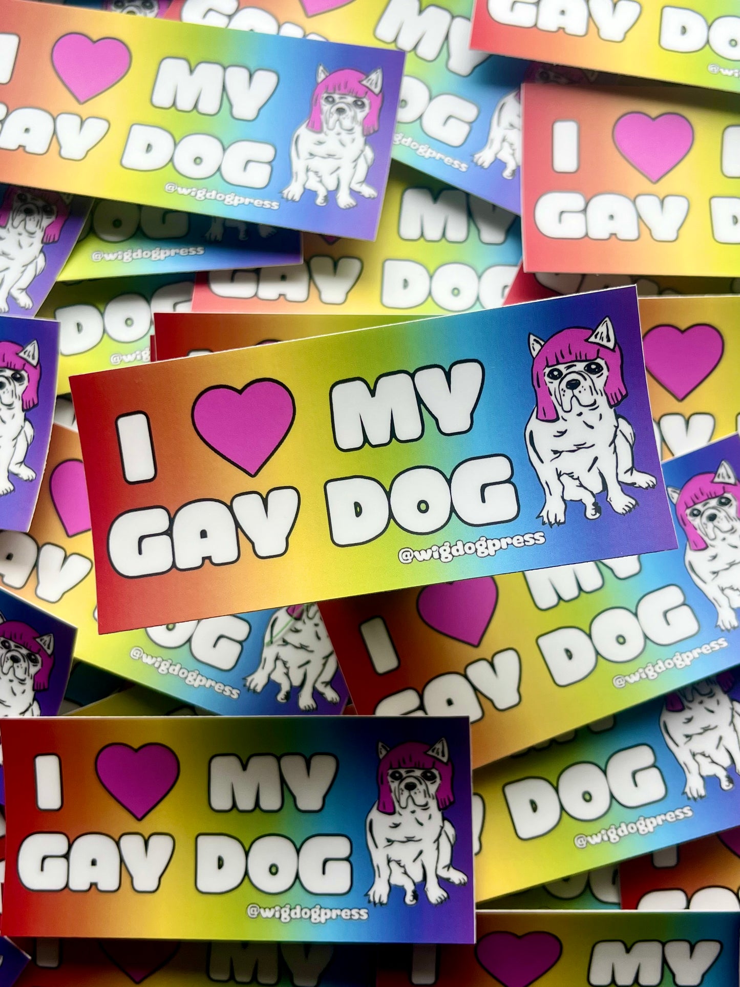 ‘I <3 My Gay Dog’ Rectangle Sticker