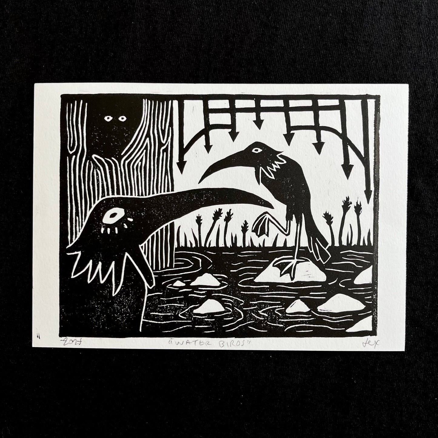 ‘Water Birds’ Linocut Print