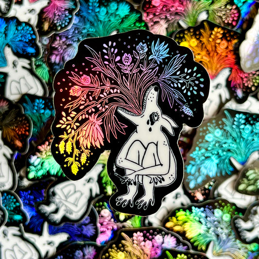 ‘Floral Creature’ Holographic Sticker