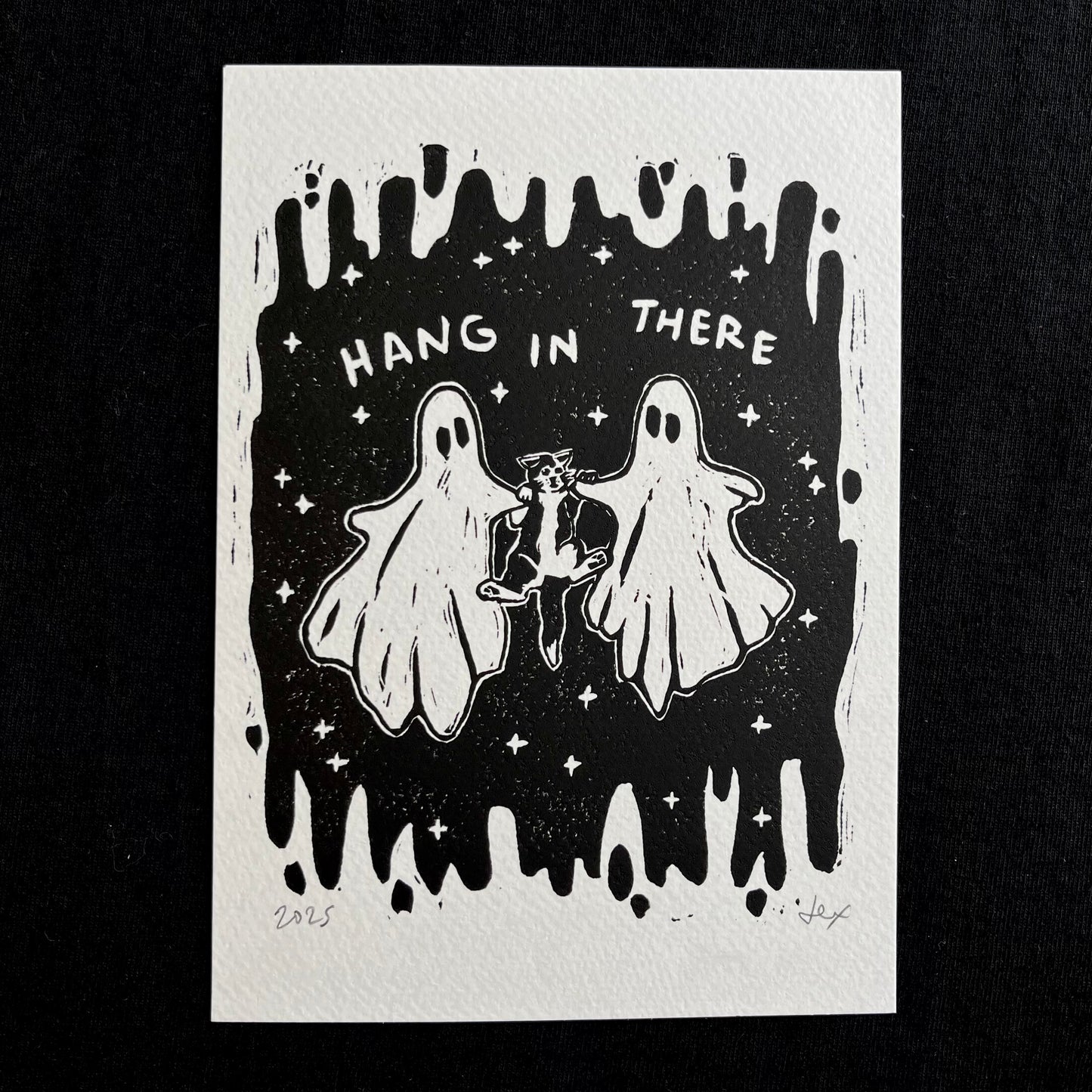 ‘Hang In There’ Linocut Print