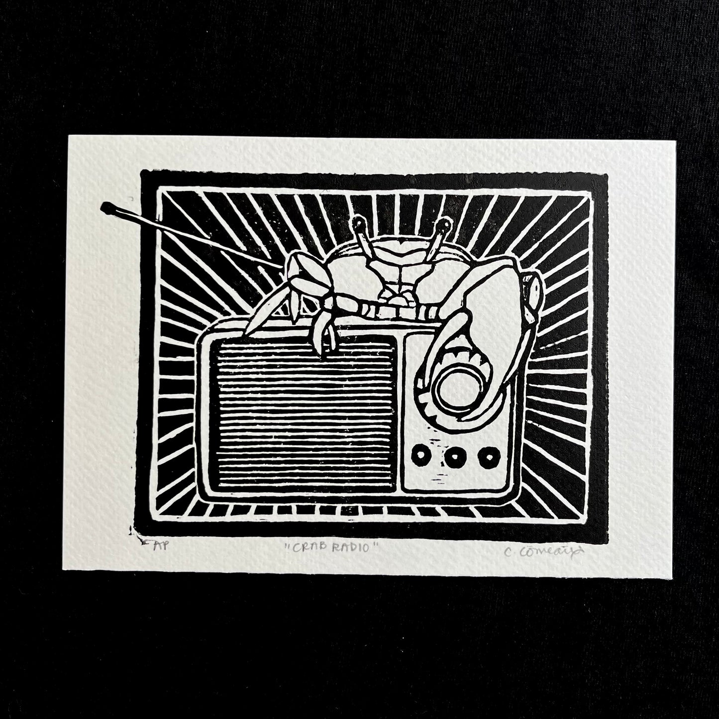 ‘Crab Radio’ Linocut Print