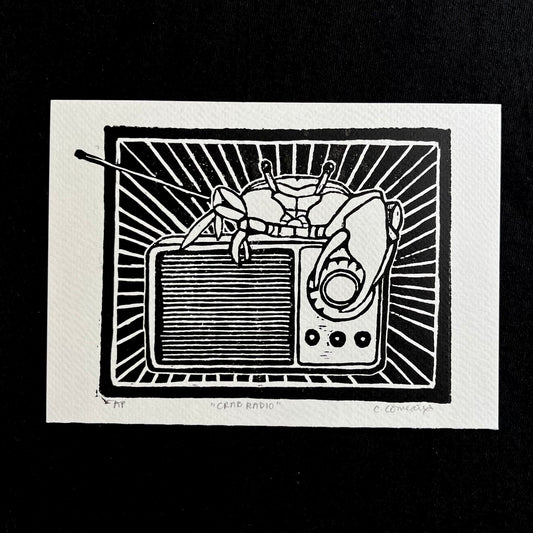 ‘Crab Radio’ Linocut Print