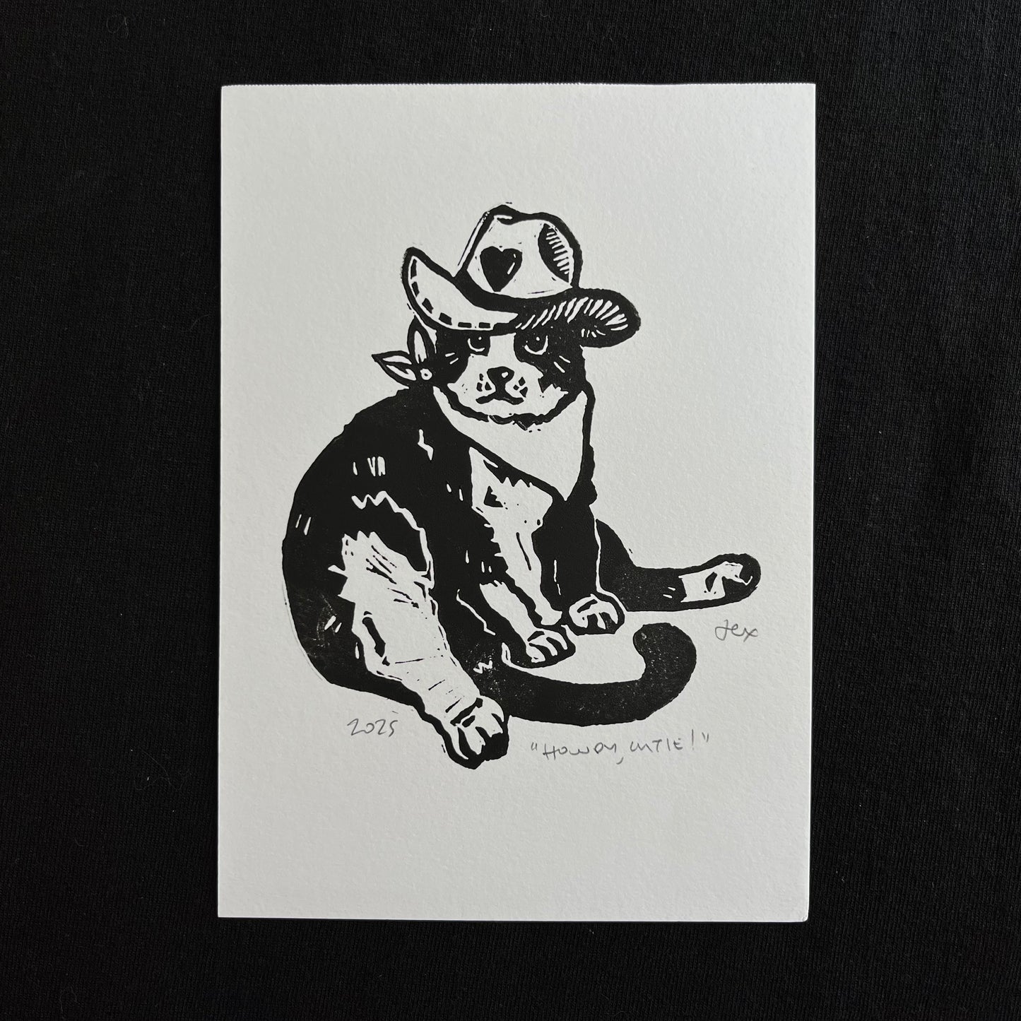‘Howdy Cutie’ Linocut Print