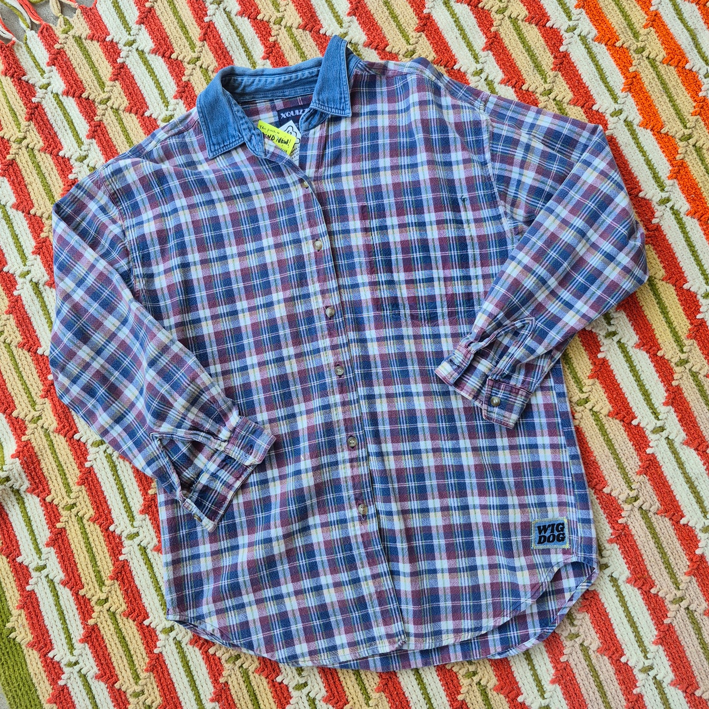 M: Block Printed Fish Flannel