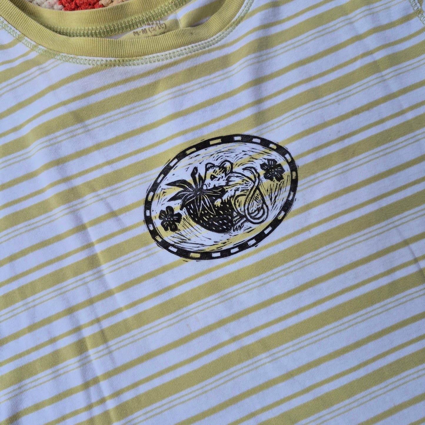 M: Block Printed Strawberry Mouse Tee