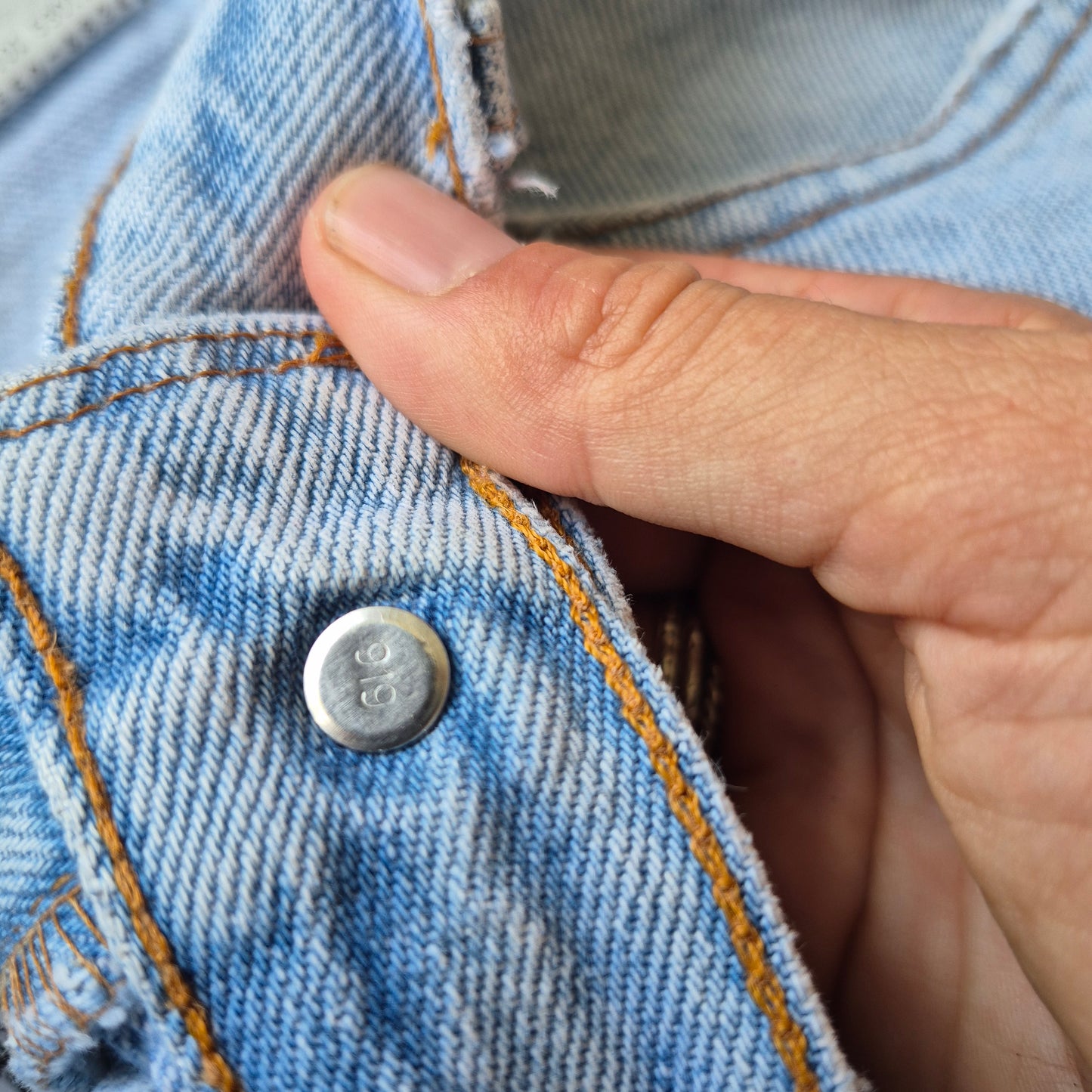 Vintage Levi's 550s with Block Printed Blue Fish