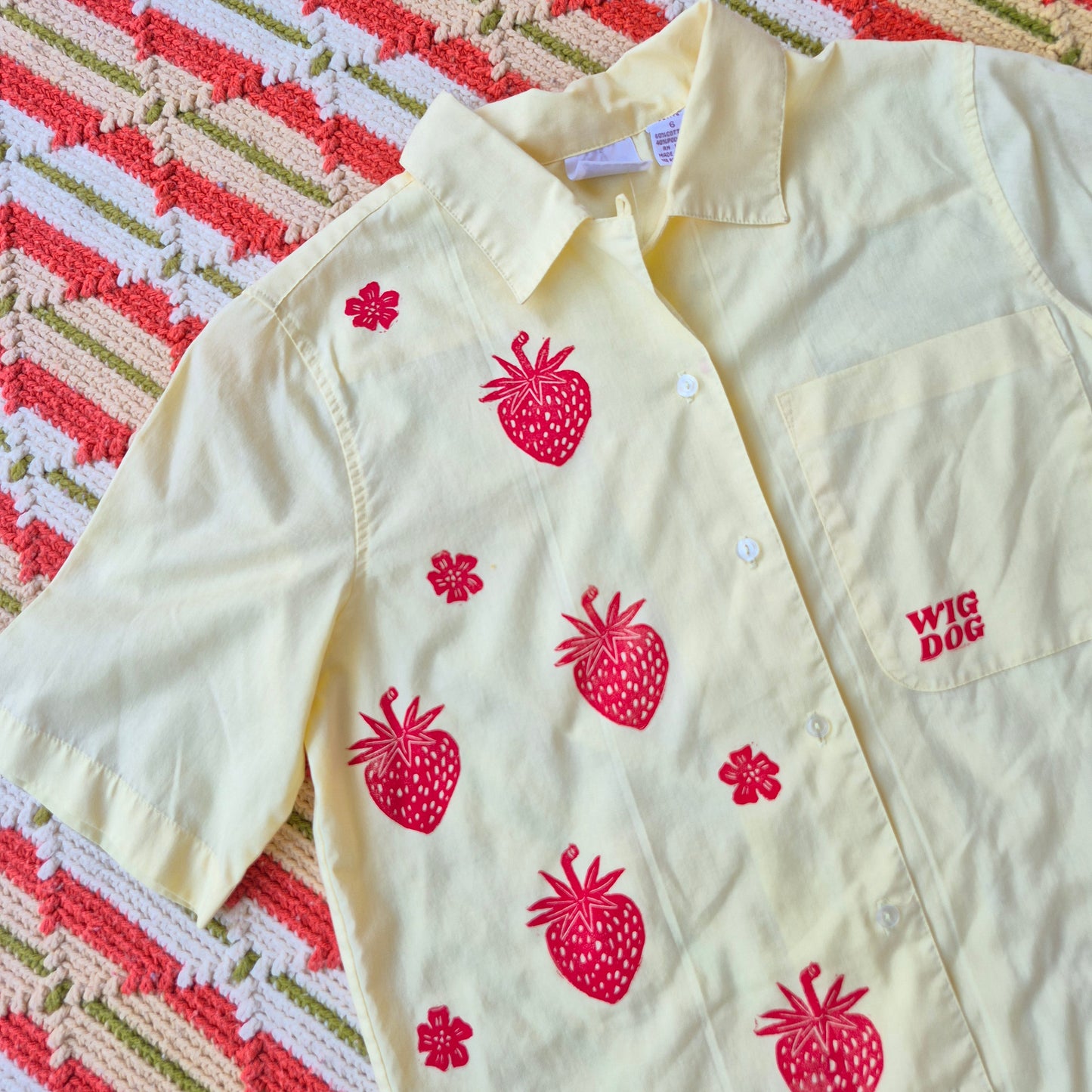S: Block Printed Strawberry Blouse