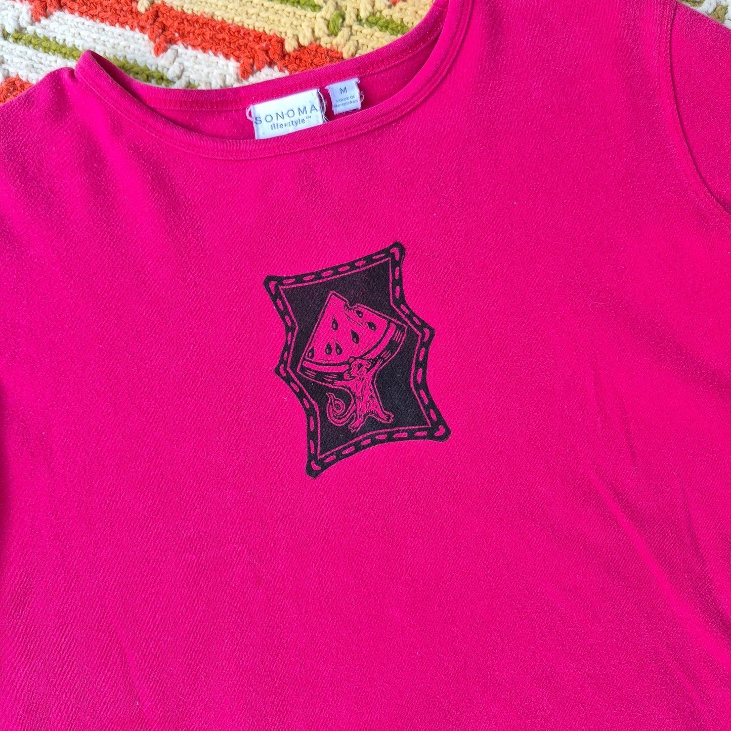 M: Block Printed Watermelon Mouse Shirt