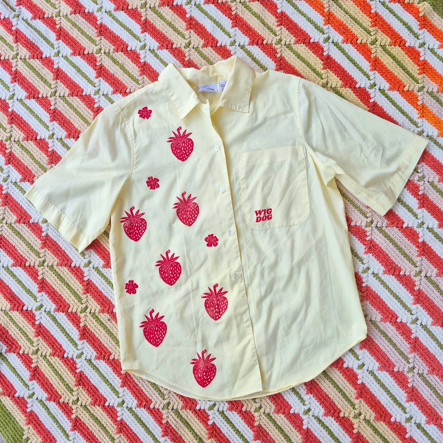 S: Block Printed Strawberry Blouse