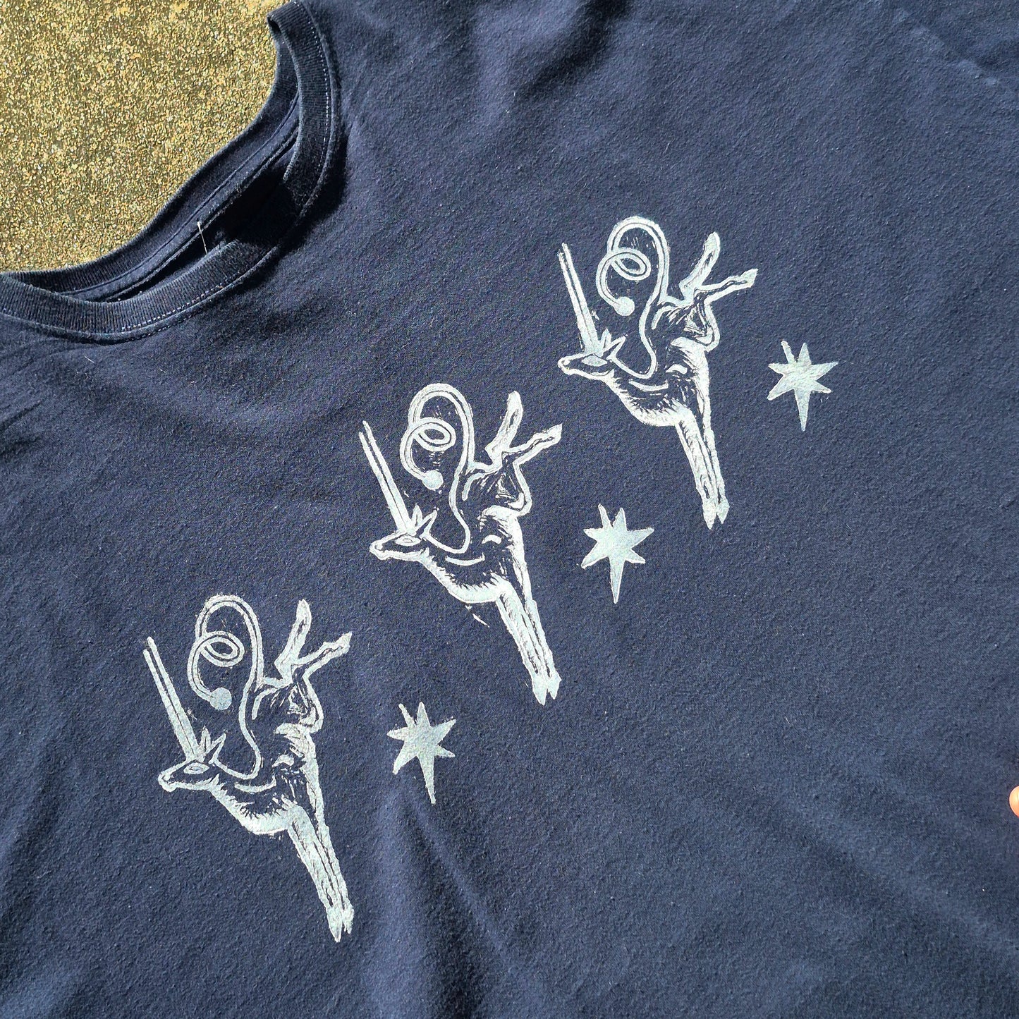 4XL: Block Printed Leaping Creatures Tee