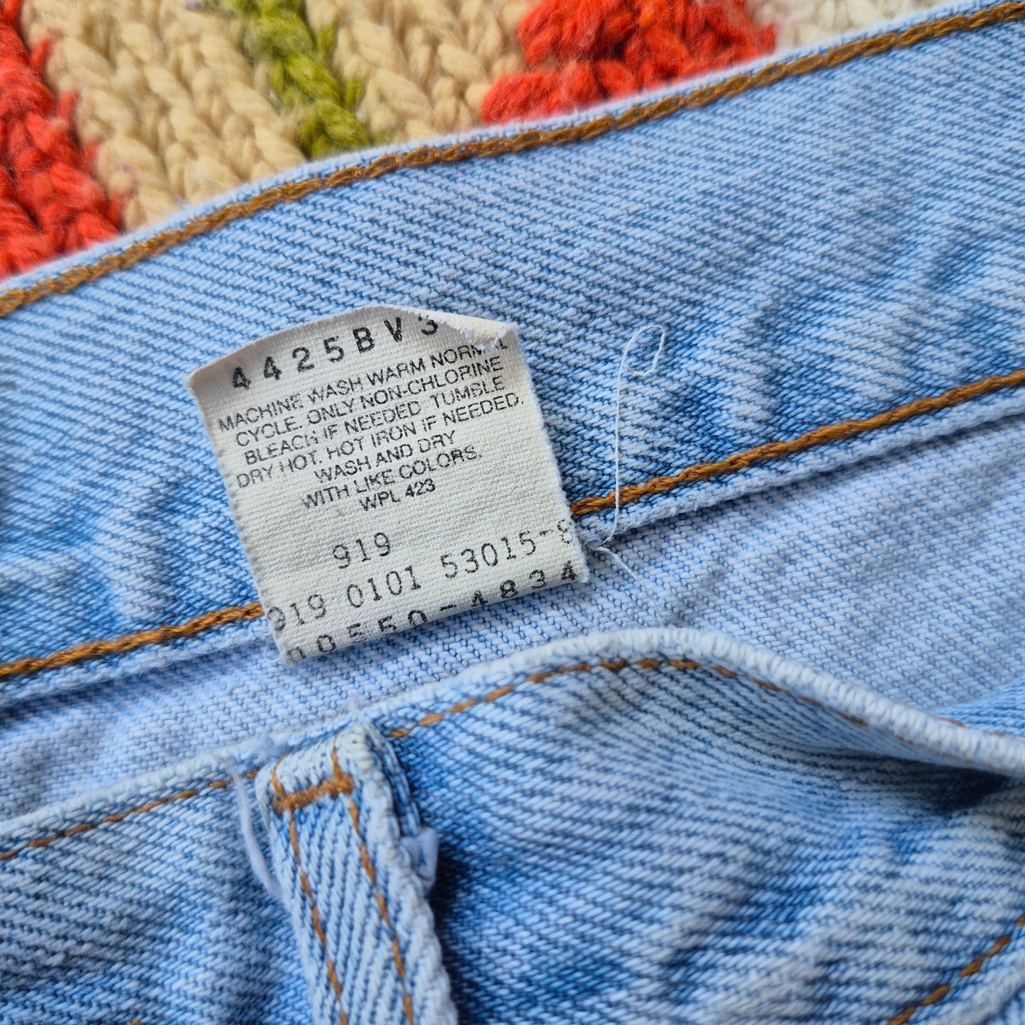 Vintage Levi's 550s with Block Printed Blue Fish