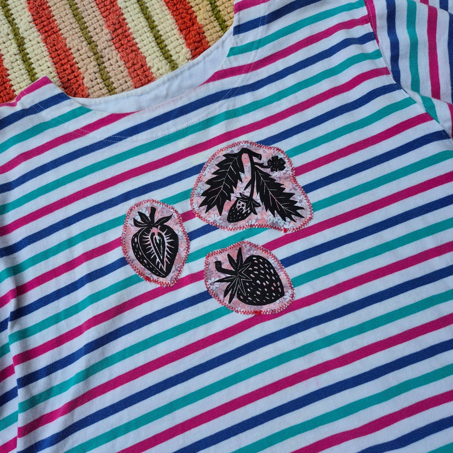 M: Block Printed Strawberry Shirt