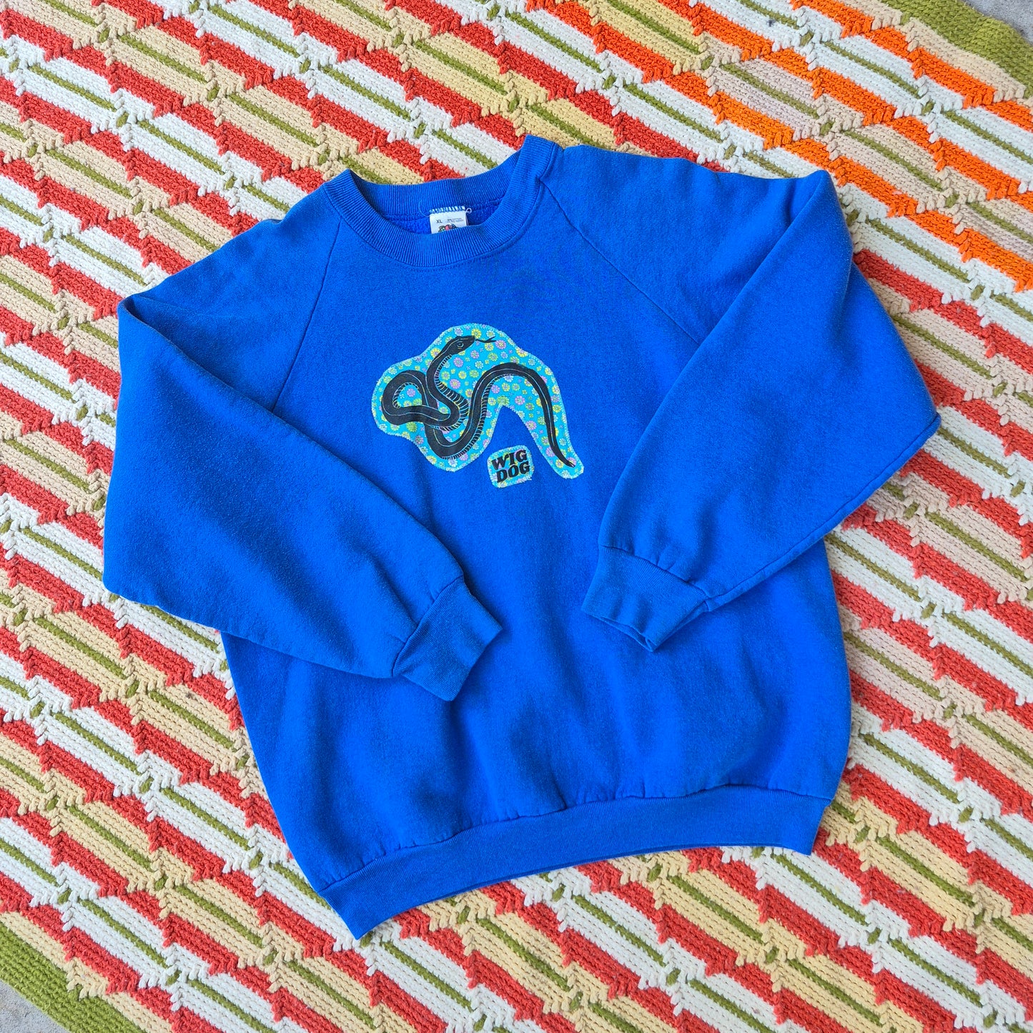 XL: Block Printed Floral Snake Sweatshirt